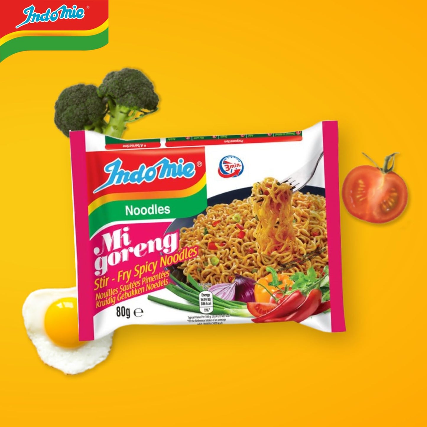 Indomie Mi Goreng Instant Noodles, Halal Certified, Hot & Spicy, 40 Count (Pack Of 1)