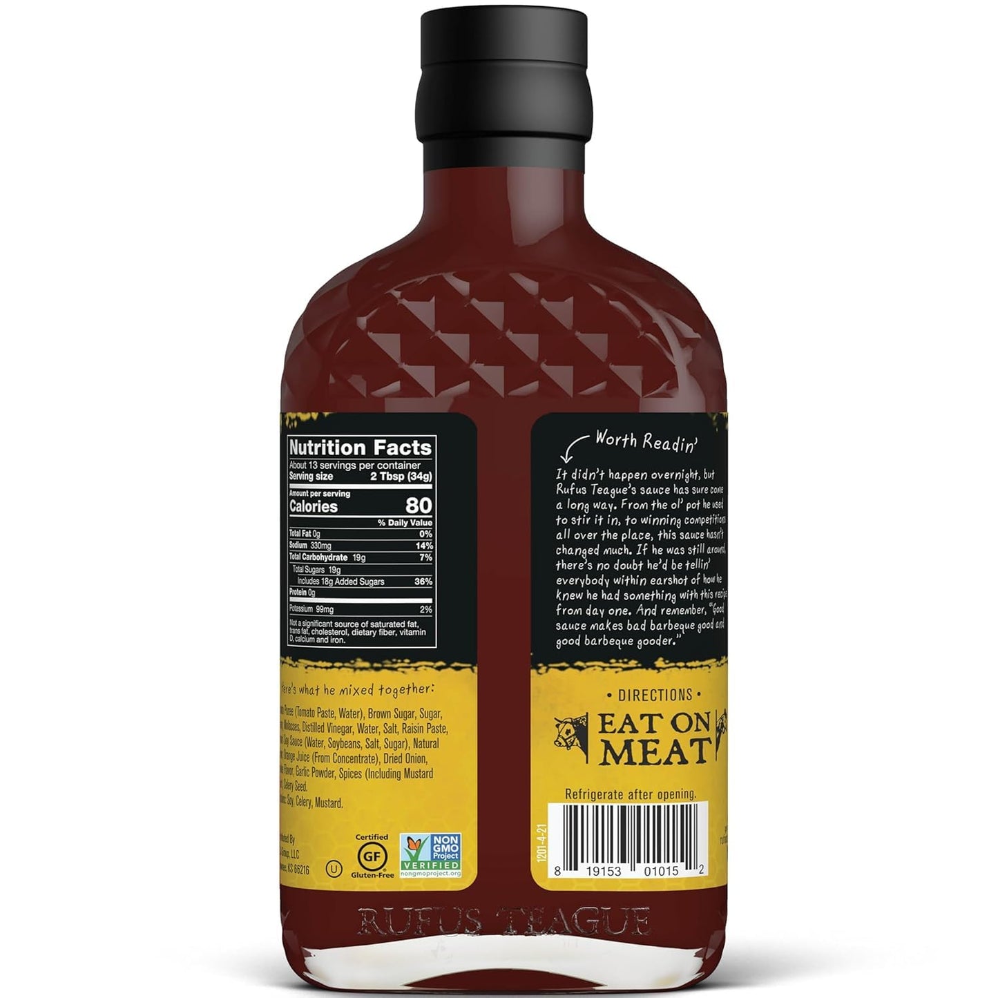 Rufus Teague Honey Sweet BBQ Sauce, 16 oz(454g)