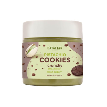 EATALIAN by AMZ BETTER Pistachio Cream with sweet crunchy biscuit, 7 oz/200 gr, Delicious spread with a uniquely sweet taste, Id