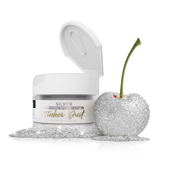 Bakell Tinker Dust - Silver (5G 1X Jar) | Edible Glitter For Cakes, Cupcakes, Cake Pops, Drinks