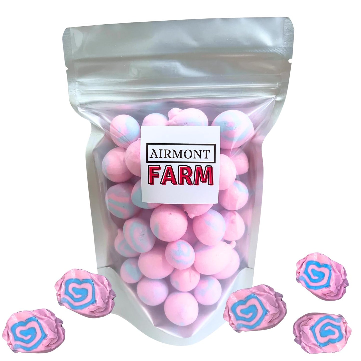 Freeze Dried Candy Cotton Candy Salt Water Taffy 2 Oz - Cut To Bite Sized Pieces - Ships In Box - Deliciously Crunchy, Intense F