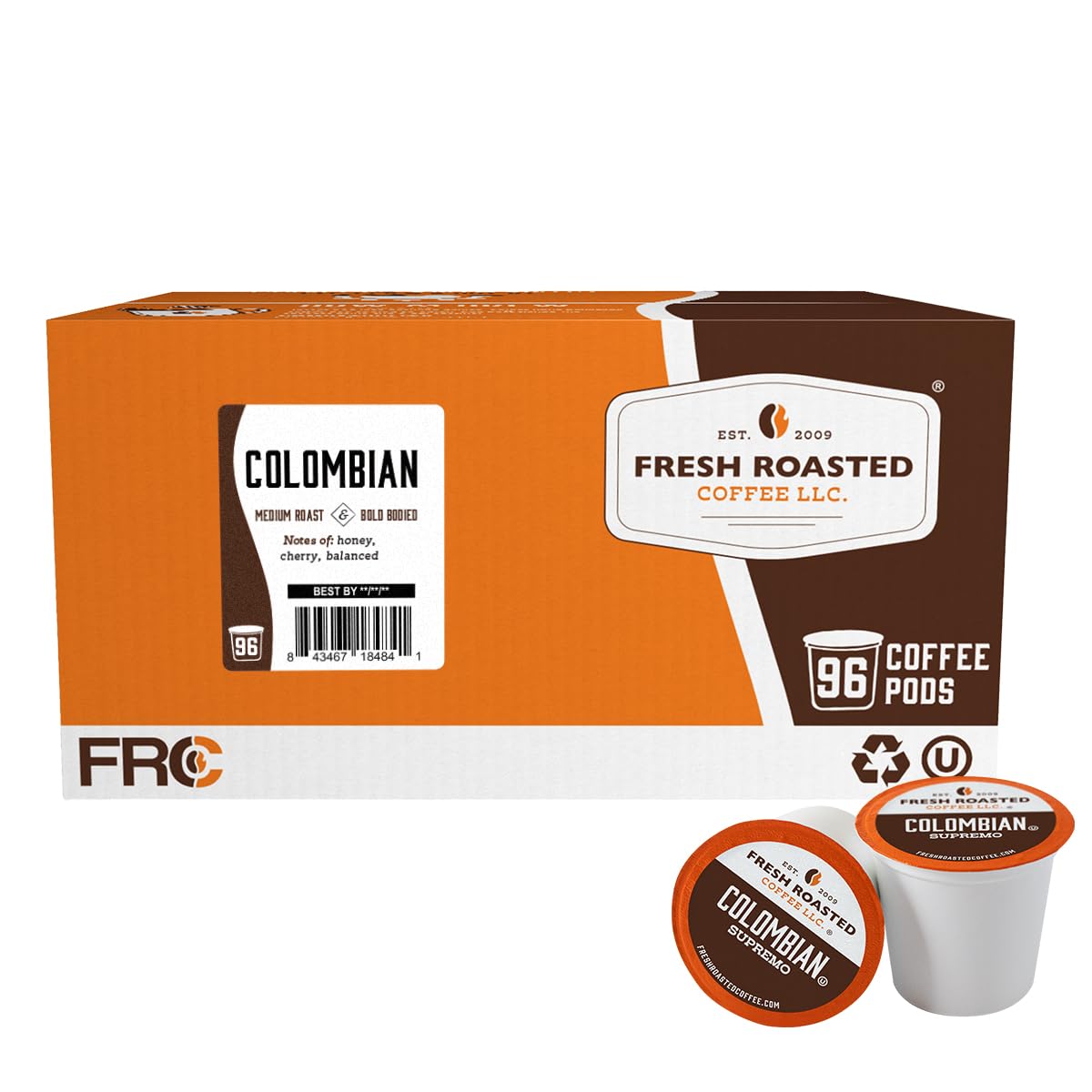 Fresh Roasted Coffee  Colombian  Medium Roast  96 Pods For K Cup Beverage Makers