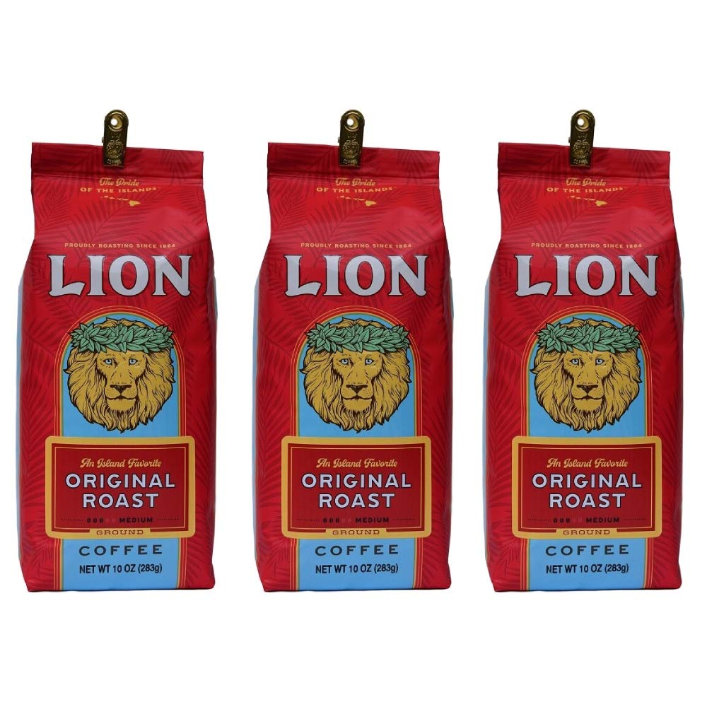 Lion Coffee Classic Original Ground Coffee 3-Pack, Medium Roast, 10 Ounce Bags