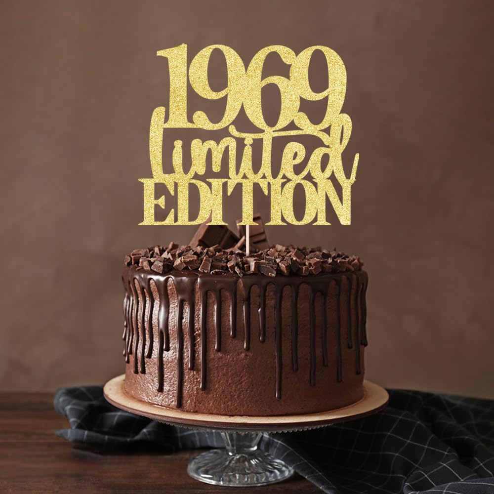 Limited Edition 1969 Cake Topper 56Th Birthday Happy Birthday Cake Topper Men And Women Cheer 56Years Old Handmade Golden Glitter Cake Decoration