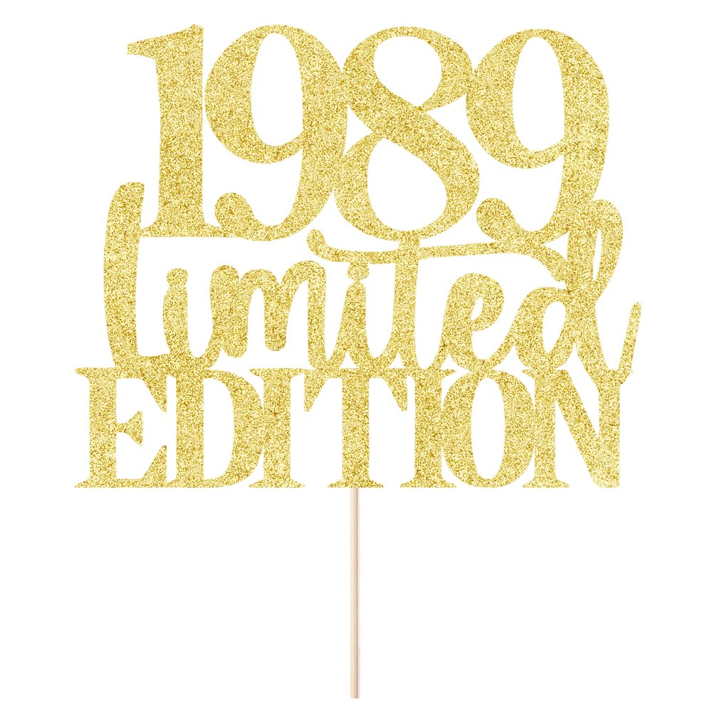 Yetxel 1989 Cake Topper - Limited Edition 36th Birthday Decoration, Handmade Golden Glitter, Suitable for Men and Women