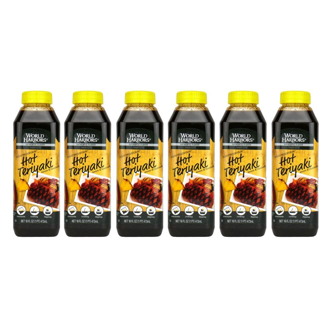World Harbors Hot Teriyaki Sauce Perfect For Grilling Stir-Fries, Dipping, Marinades For Pork, Chicken, Beef, Steak, And More, S