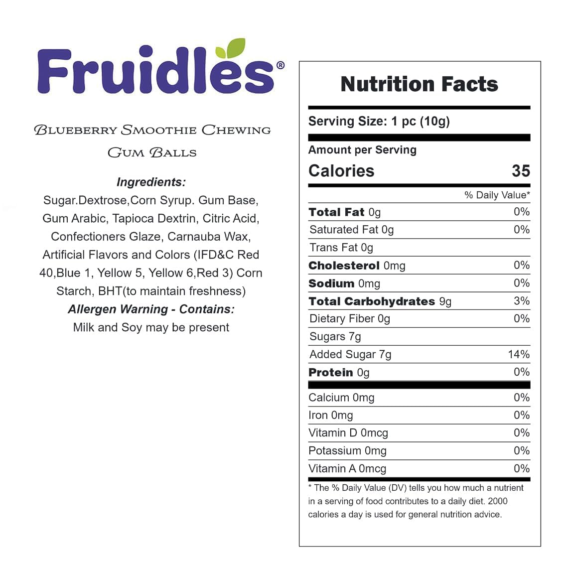 Fruidles Blueberry Smoothie Chewing Gum Balls, 1 Pound, Purple, Kosher Certified