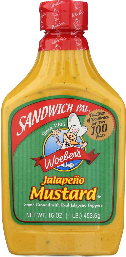 Woebers Sandwich Pal Jalapeno Mustard, 16-Ounce (PACK OF 3) by WOEBERS