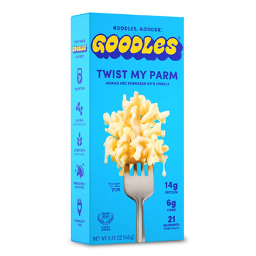 Goodles Twist My Parm Asiago And Parmesan With Spirals - Nutrient Packed With Real Cheese Fiber Protein Prebiotics Plants & Vege