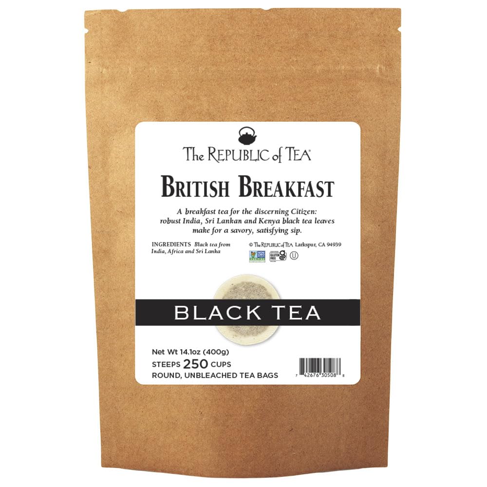 The Republic Of Tea British Breakfast Tea Refill Bag, 250 Tea Bags, Gourmet Black Tea | Caffeinated
