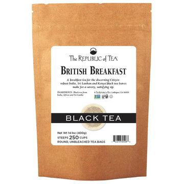 The Republic Of Tea British Breakfast Tea Refill Bag, 250 Tea Bags, Gourmet Black Tea | Caffeinated