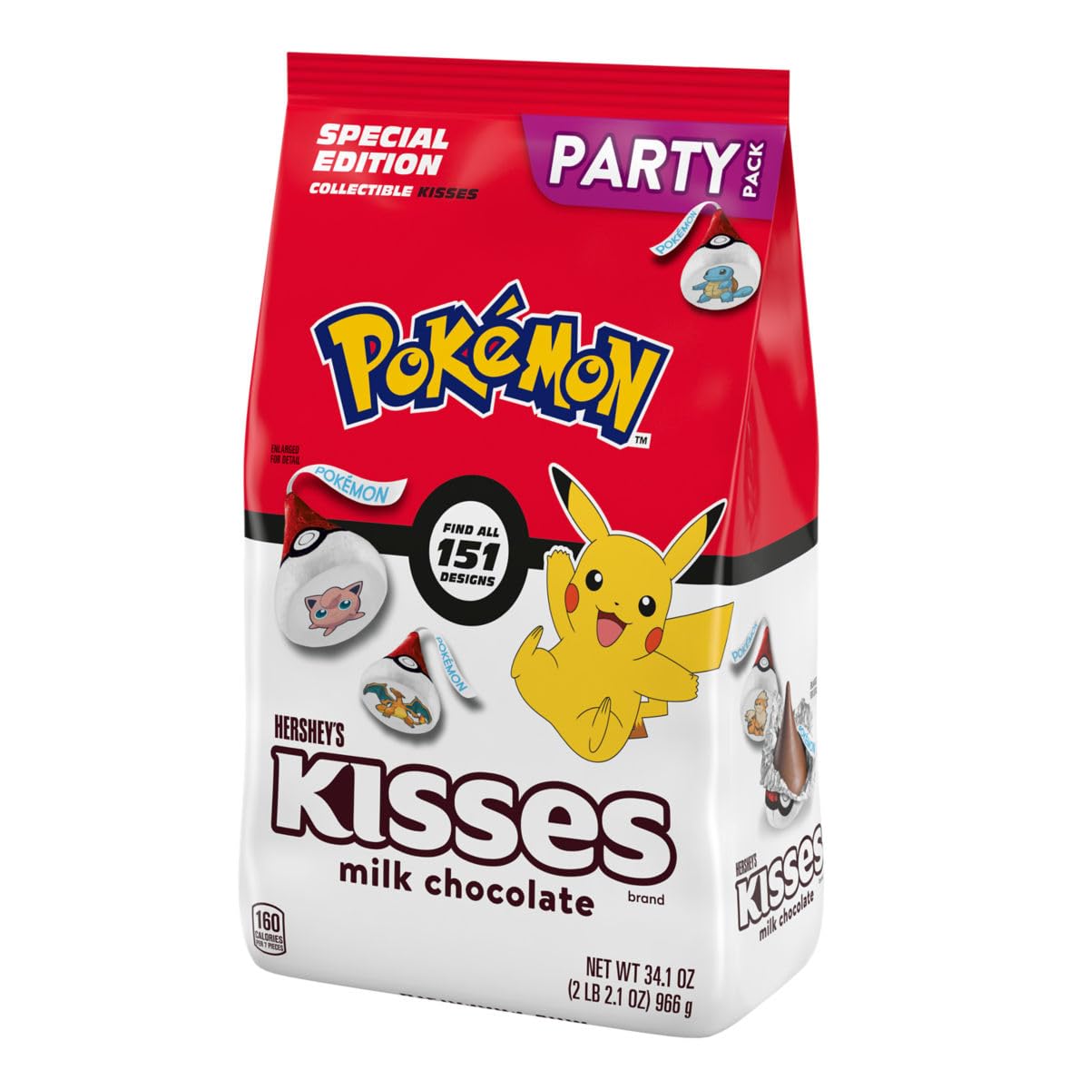 Hersheys Kisses Milk Chocolate - Pokemon Special Edition - Collect All 151 Designs - Fun For Everyone - Great For Sharing