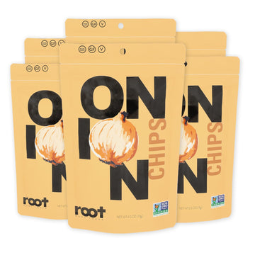Root Foods Onion Chips, Natural Veggie Snack, Non-GMO Vegetable Crisps, Good for Adults, Kids, Vegan, Gluten Free, Kosher, Halal