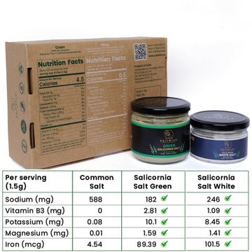 SaltWise Salicornia Salt Gift Set - Plant-Based, Low Sodium, Vegan - 14.1 Ounce, Includes Tote Bag and Salt Shaker