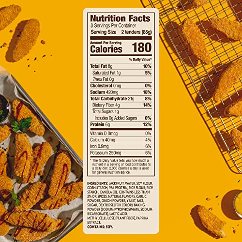 Jack & Annies Crispy Jack Fruit Tenders (9 oz, 8) - Delicious Plant-Based Meat Alternative - Vegan Jackfruit Chicken Tenders -