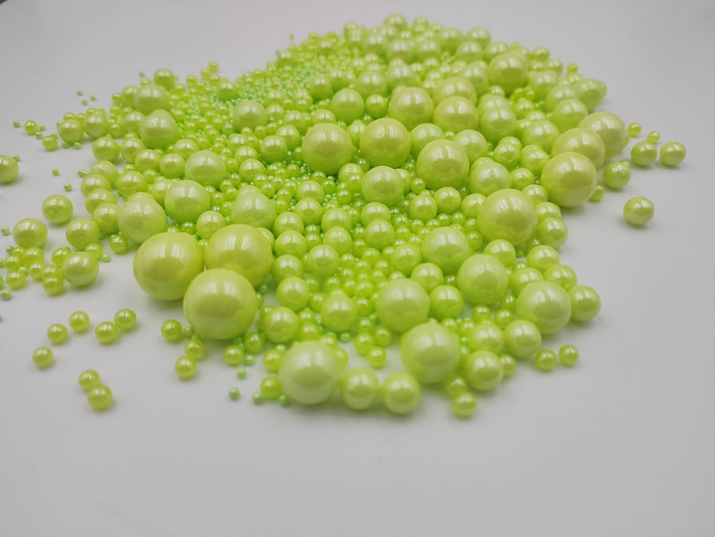 Edible Grassgreen Pearls Sugar Sprinkles 120G/4.23 Oz, Mix Size Candy Pearl For Cake Decorating And Cupcake Toppers, Cookie Deco