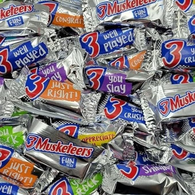 3 Musketrs Fun Size Milk Chocolate Candy Bars-1.5 Lbs Individually Wrapped Rich And Creamy Milk Chocolate Bars-Perfect For Shari