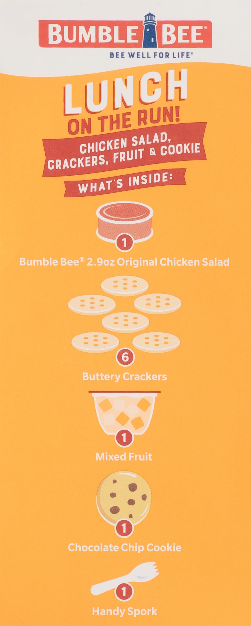 Bumble Bee Lunch On The Run Chicken Salad with ers Kit  8.2 oz - Ready to Eat  Includes ers  Cookie & Mixed Fruit - Shelf Stable & Convenient Source of Protein