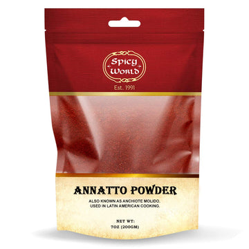 Spicy World Annatto Powder 7 Oz Bag - Premium Ground Annatto Seed And Achiote Powder For Vibrant Dishes - Latin American Flavors