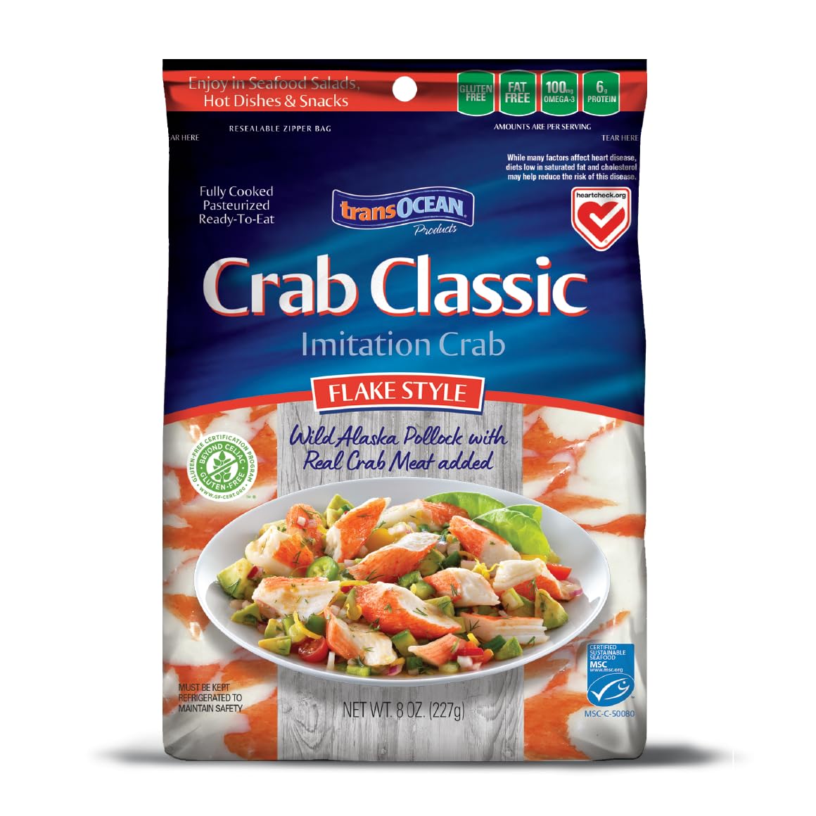 Trans-Ocean Products, Crab Classic Flake, 8 oz