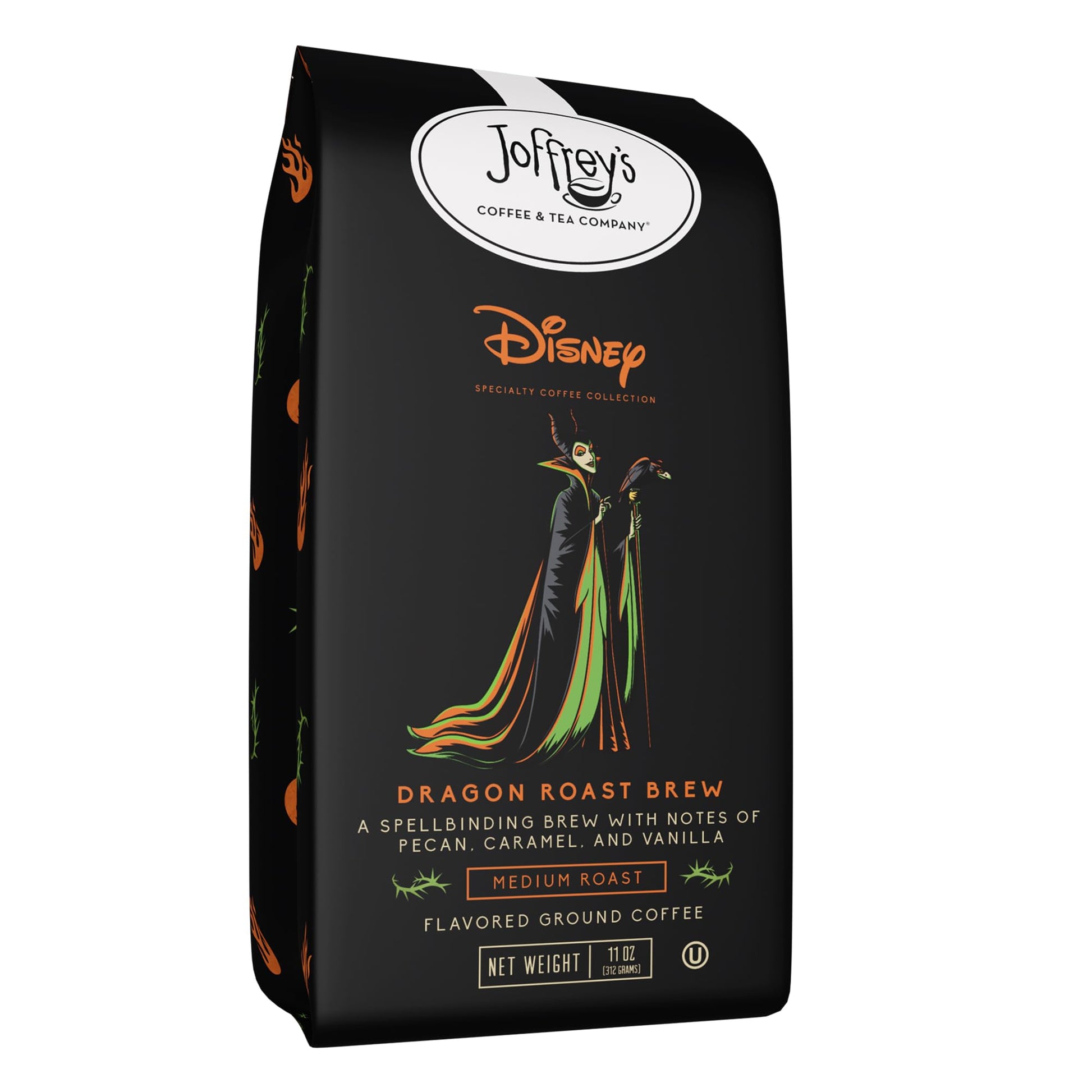 Joffreys Coffee Disney Dragon Roast Brew, Flavored Coffee with Pecan, Vanilla, & Caramel, Medium Roast, 11oz Ground Coffee