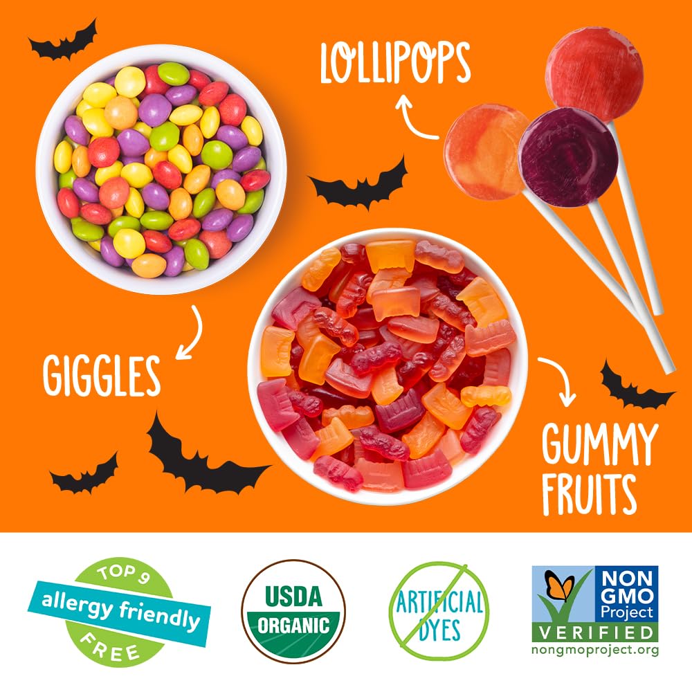 Yumearth Organic Halloween Variety Box - Allergy Friendly (Top 9 Free), No Artificial Dyes Or Flavors, Non Gmo, Gluten Free, Veg