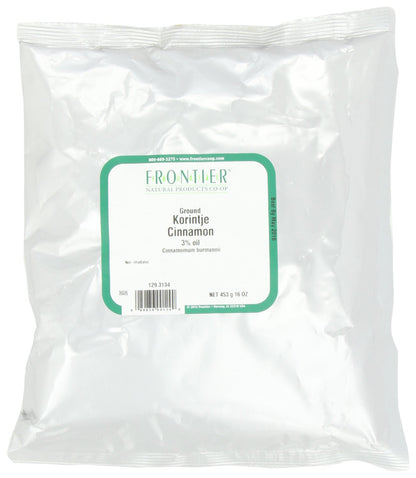Frontier Cinnamon Powder, Korintje (a Grade) (3% Oil), 16 Ounce Bag (Pack of 12)