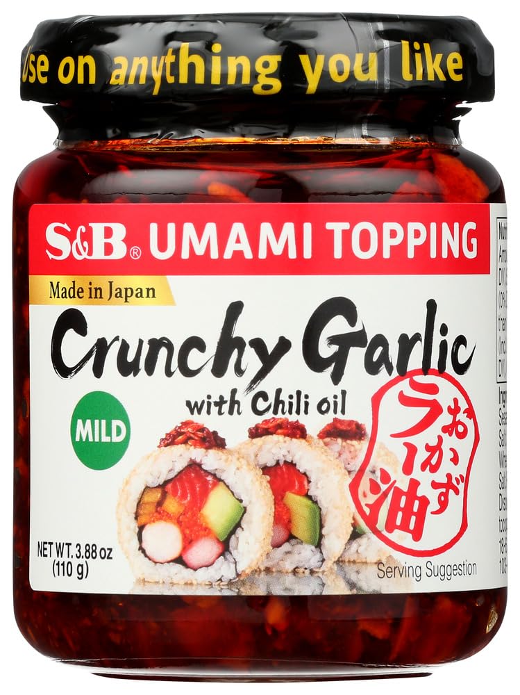 S&B Chili Oil with Crunchy Garlic, 3.9 Ounce (Pack of 6)