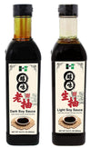 NPG Premium Light and Dark Soy Sauce Set 16.9 FL Oz (Pack of 2) , Soy Dipping Sauces for Fish, Dumpling, Noodles, and Marinade M