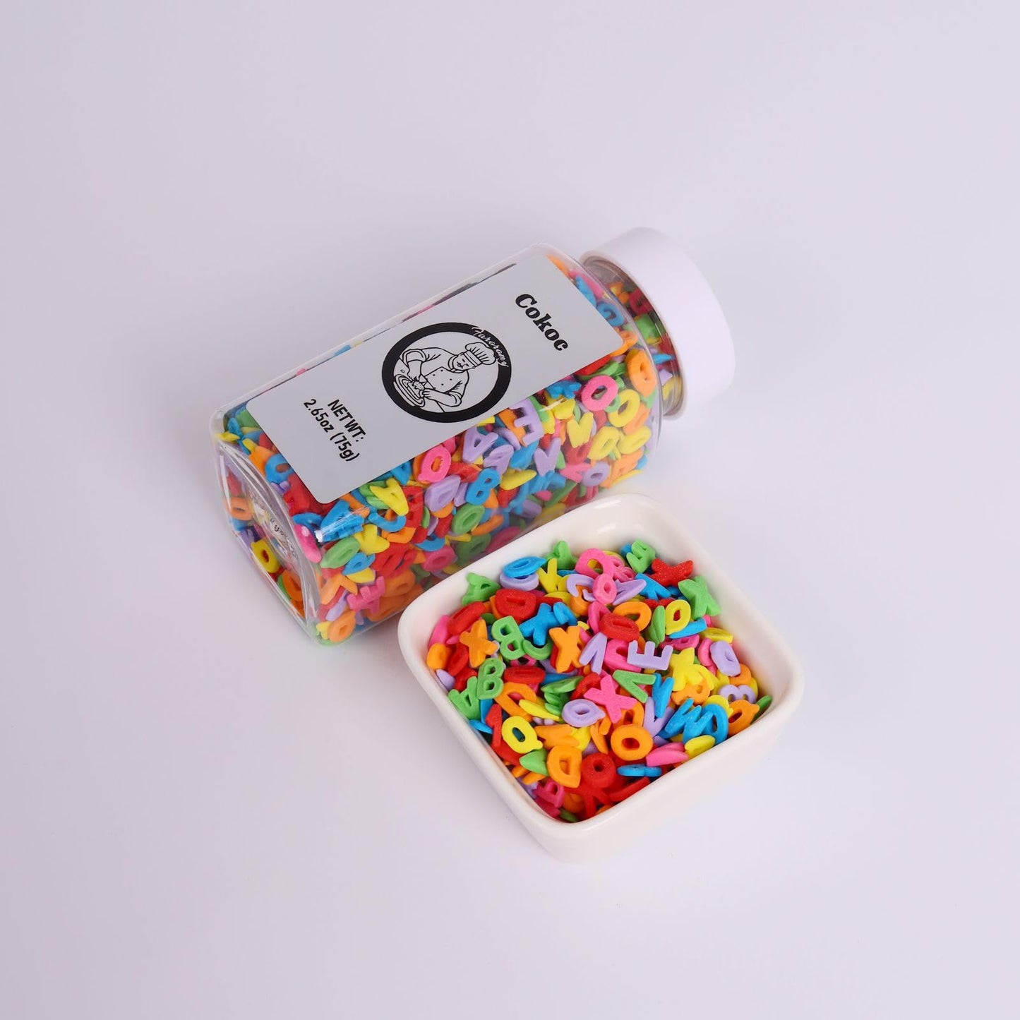COKOC Happy Birthday Alphabet Sprinkles 2.64 oz Ice Cream Cake Cupcake Toppers Dessert Decoration, Colorful Sugar Candy