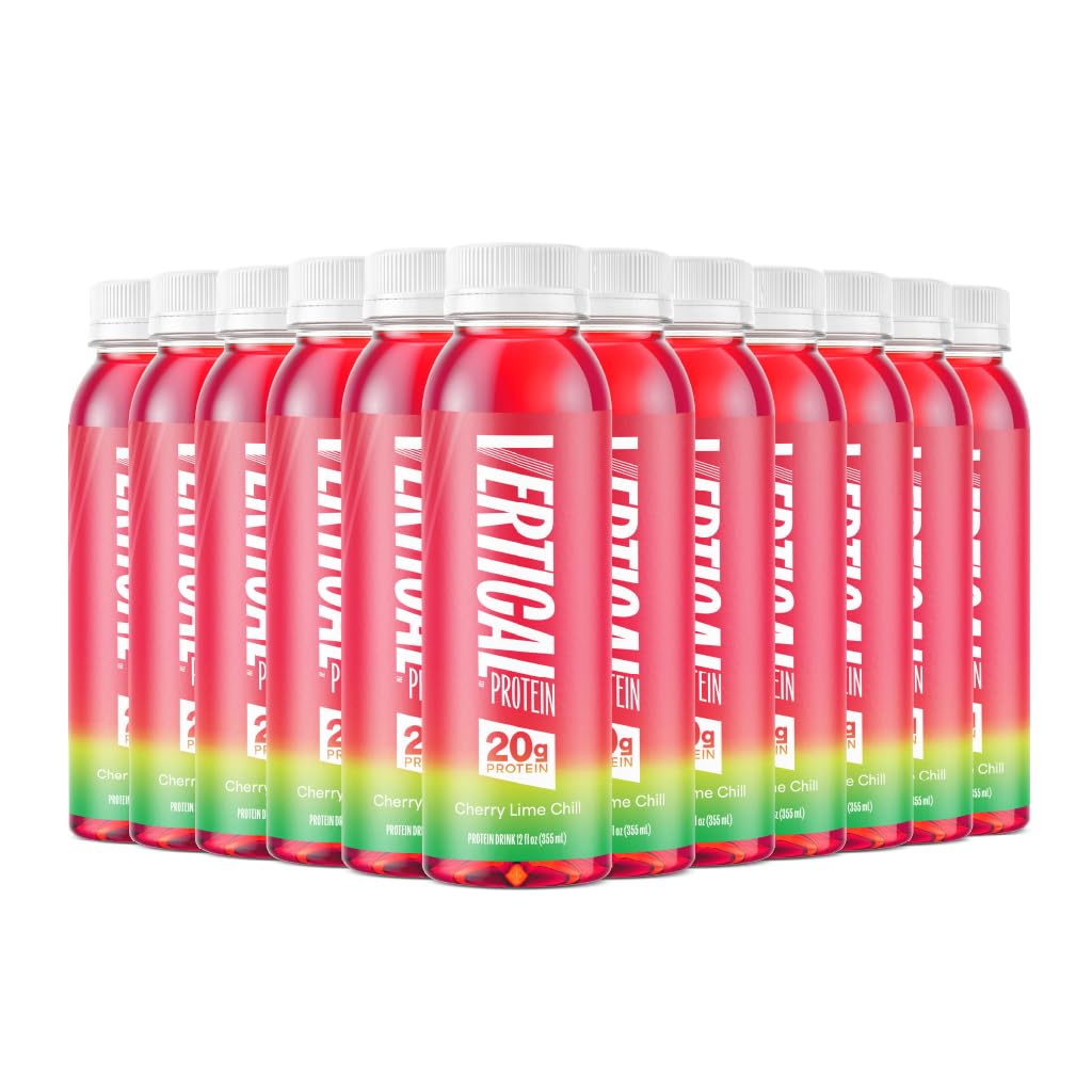 Vertical Protein Cherry Lime Chill Ready To Drink Pack Of 12  Protein Water Drinks W/ 20G Of Whey Isolate  Clear Nutritional Drinks