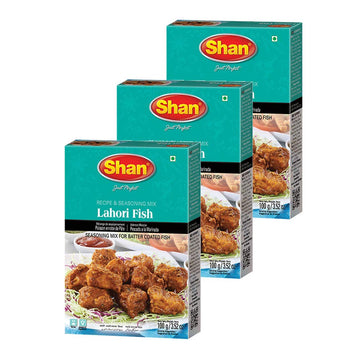 Shan Lahori Fish Recipe & Seasoning Mix, 3.5 oz (Pack of 3) - Vegetarian Spice Powder for Fried Fish