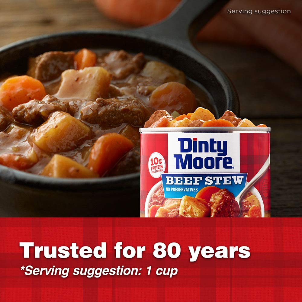 Dinty Moore Beef Stew, Fully Cooked & Gluten-Free, 15 oz (12 Pack), 10g Protein