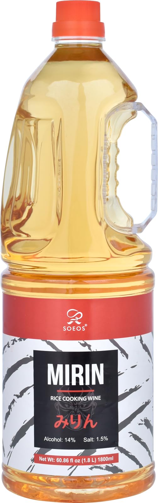 Soeos Mirin Rice Wine, Authentic Japanese Cooking Wine, 1.8 L (60.86 fl oz), Natural Sweet Rice Cooking Wine