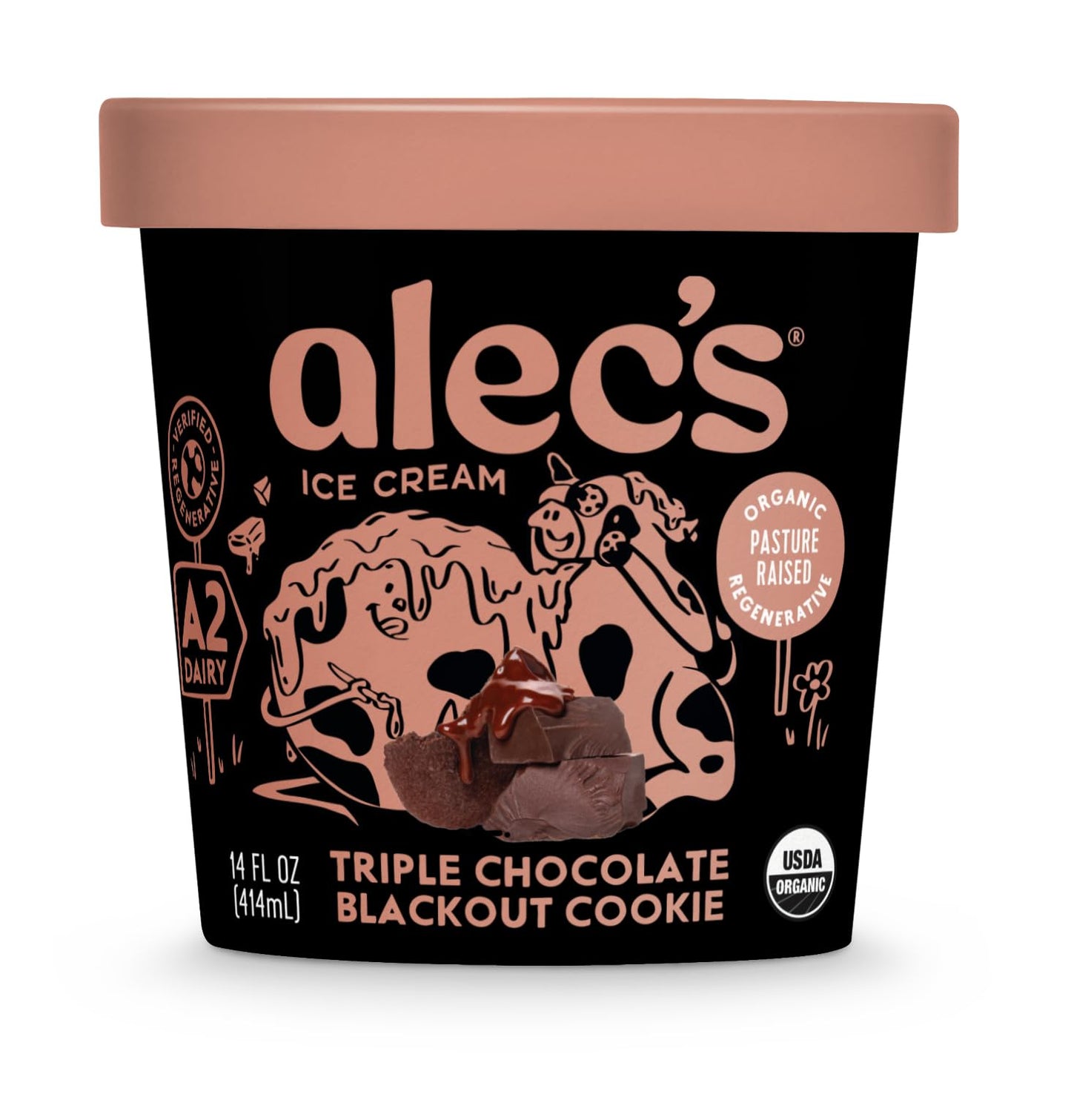 Alecs Triple Chocolate Blackout Cookie Organic Ice Cream