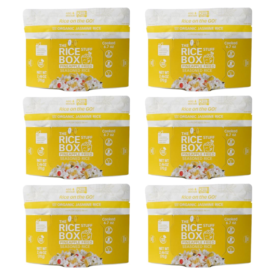 The Rice Stuff Box - Pineapple Fried Instant Rice Meals, Organic Jasmine, NON-GMO, Gluten-Free, Vegan, Dairy-Free (Pack of 6)