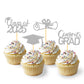 Moitkptt Graduation Cupcake Toppers, 24 Pcs, Class of 2025, Silver, Model fhsh003