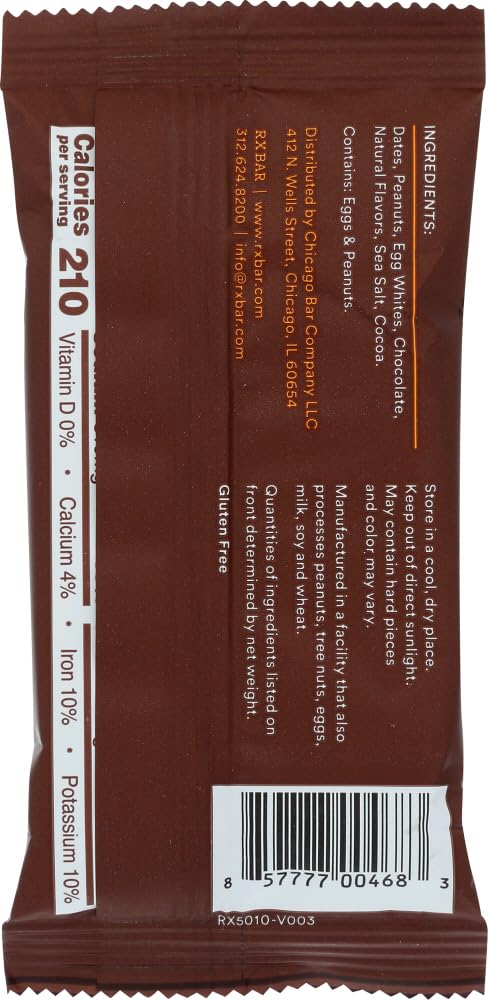Rxbar Real Food Protein Bar, Peanut Butter Chocolate, Gluten Free, 1.83Oz Bars, 4Count(Pack Of 1)
