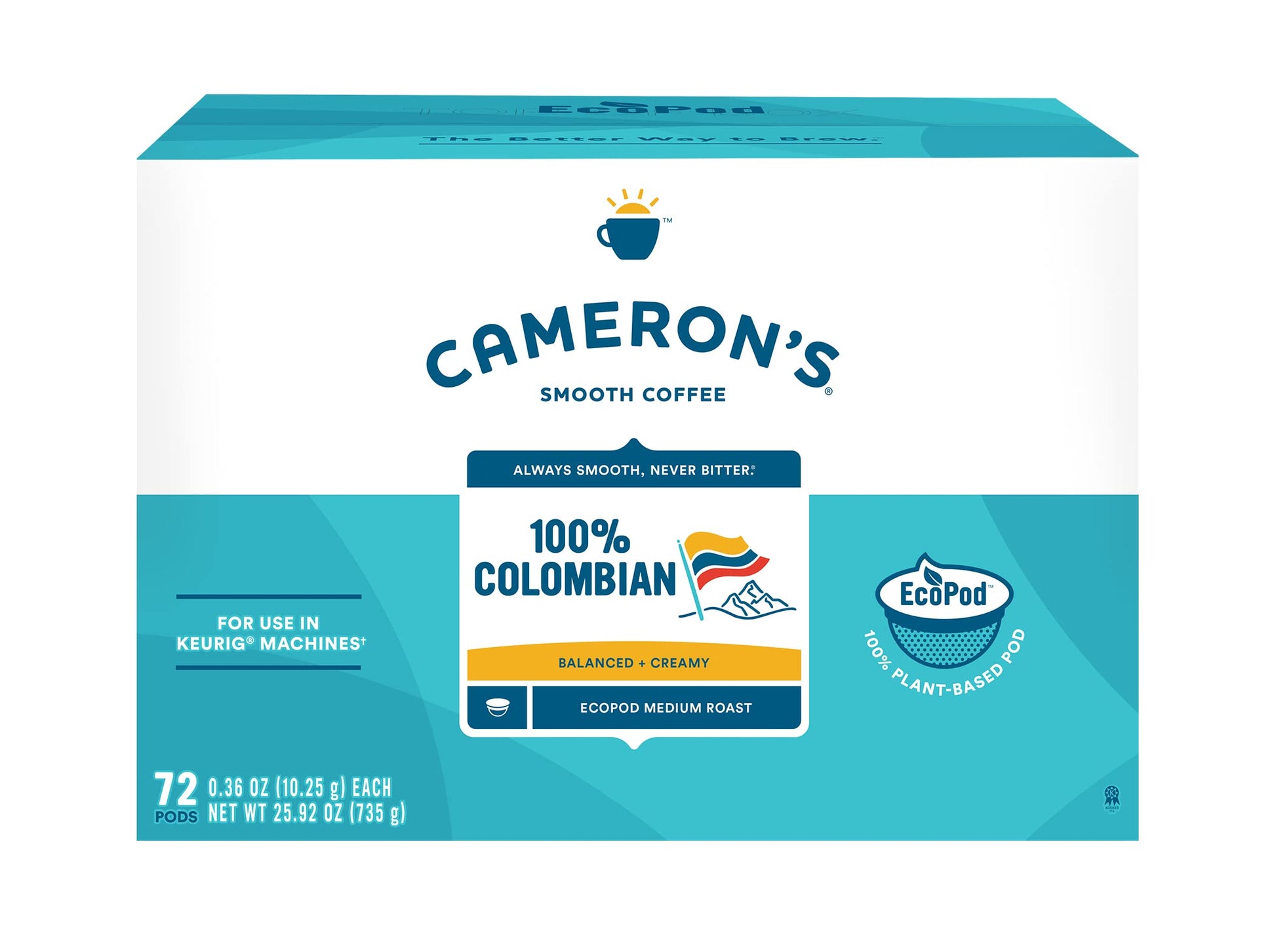 Cameron s Coffee Single Serve Pods, 100% Colombian, 72 Count (Pack of 1)