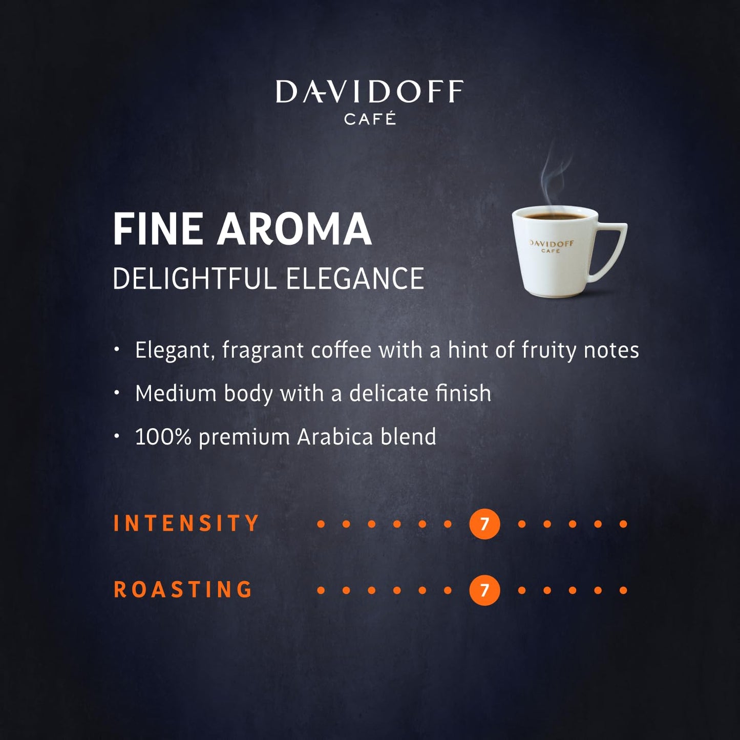 Davidoff Fine Aroma Instant Coffee - Elegant And Fragrant - Medium Body With A Acidic Tang - 100% Arabica Beans - 7/12 Intensity