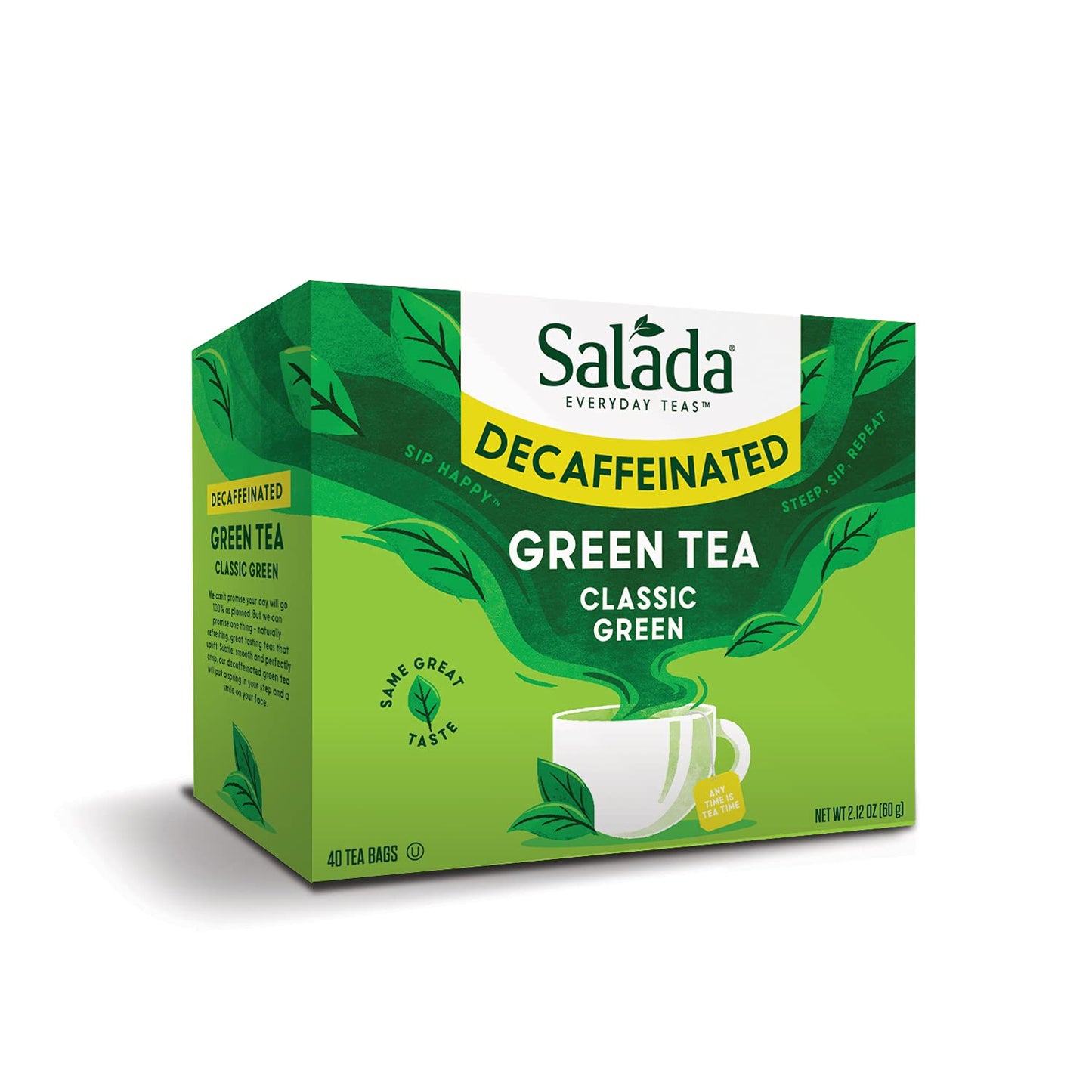 Salada Green Tea Decaffeinated, 40 Individually Wrapped Tea Bags, Rich in Antioxidants, Zero Calories, Brew Hot