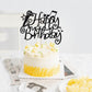 Naicaek Black Glitter Microphone Happy Birthday Cake Topper,Music Lover Birthday Decorations,Karaoke Musical Theme Birthday Part