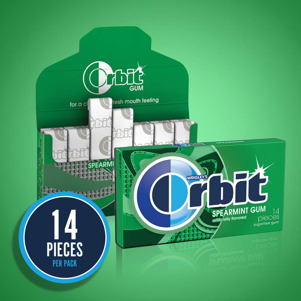 Orbit Spearmint Sugar Free Chewing Gum, 3 Packs Of 14-Pieces (42 Total Pieces)