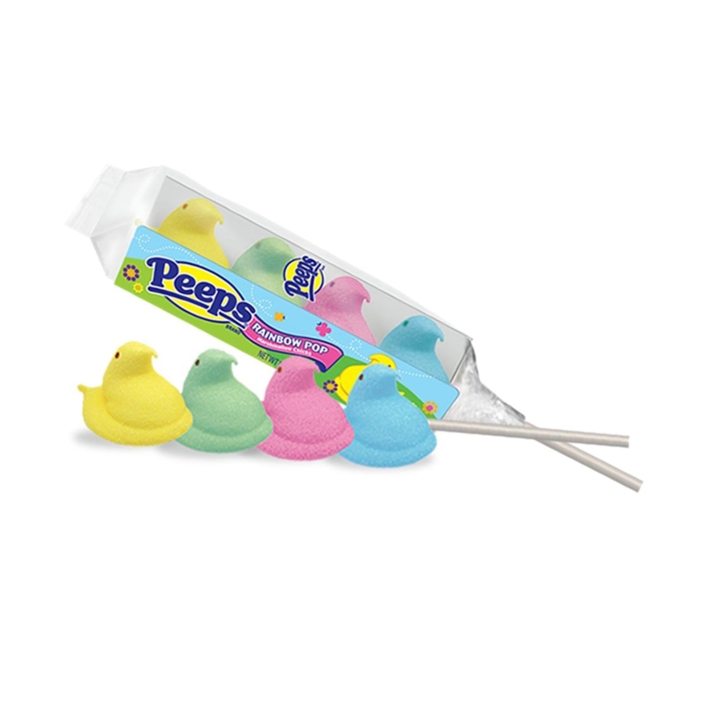 Rainbow Marshmallow Easter Peeps Candy Chicks On A Stick Lollipop, Pack Of 3
