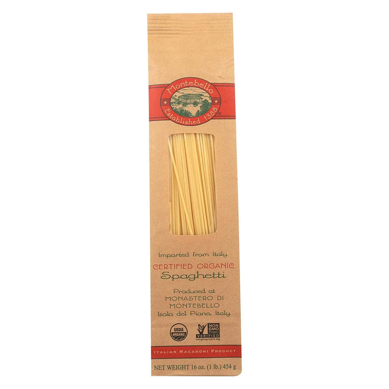 Montebello Organic Semo Spaghetti Pasta 1 Pound - 12 per case.
