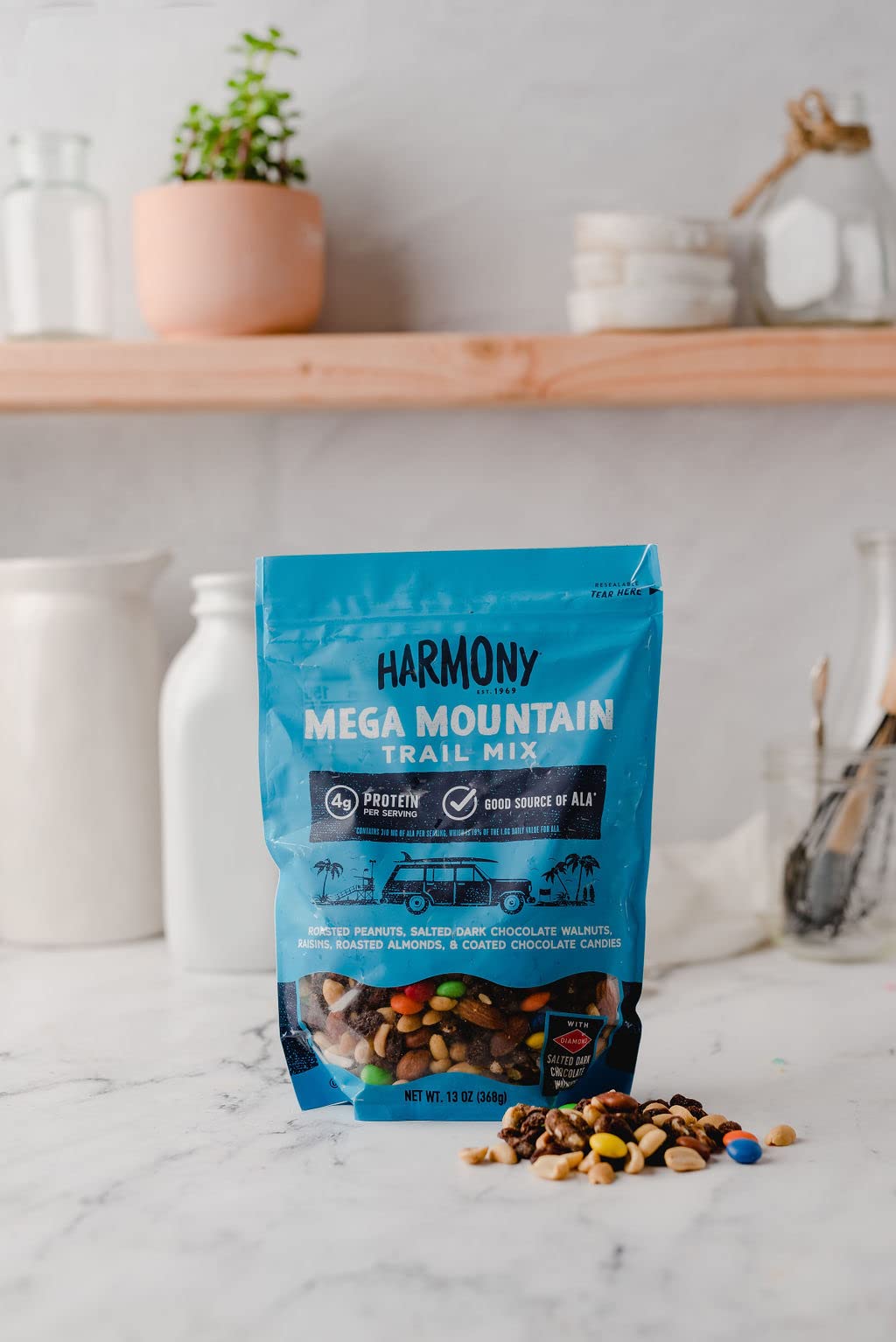 Diamond Of California Harmony Mega Mountain Trail Mix With Mixed Nuts, Dried Fruit And Chocolate, 13 Oz, 1 Unit
