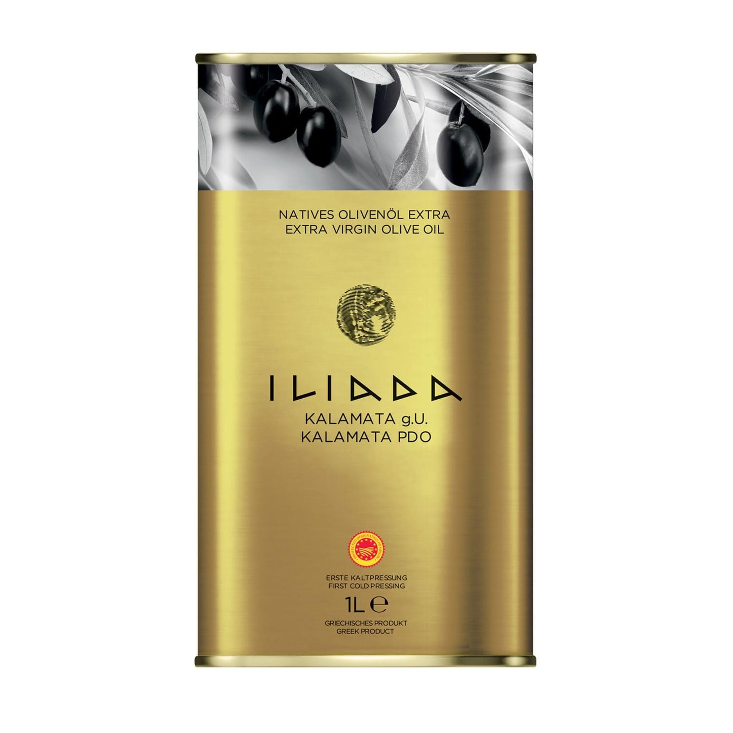Iliada Kalamata PDO Extra Virgin Olive Oil, 1 Liter Tin | Multi-Awarded | Single Region 100% Greek | Monovarietal Koroneiki | Co