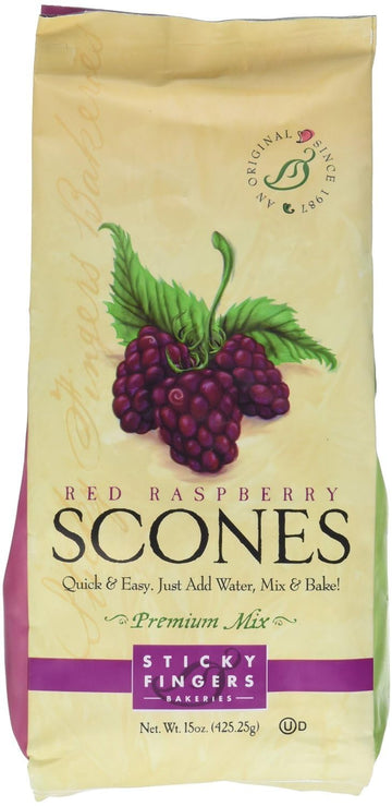 Sticky Fingers Scone Mix, Pack of 6, Just Add Water, Red Raspberry, 15 oz Each, Model 743819311010
