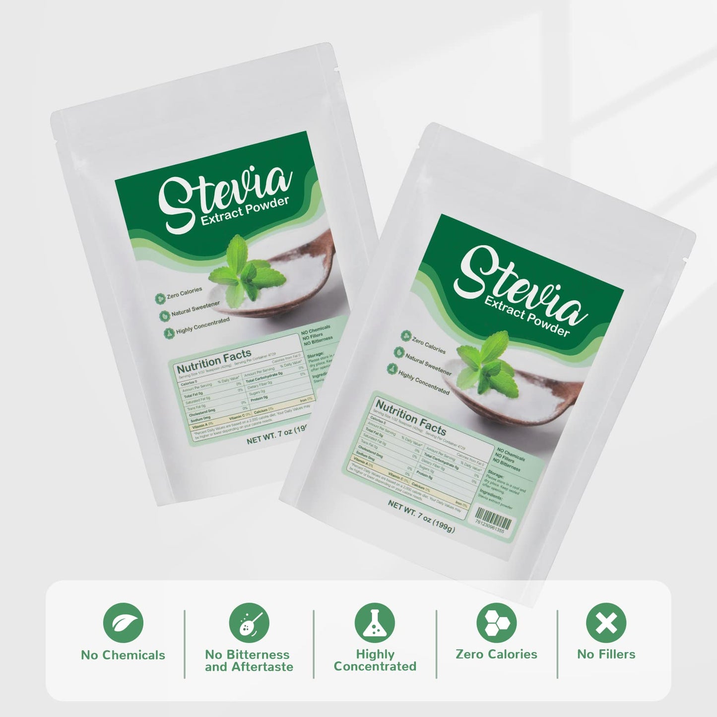 CCnutri Stevia Pure Stevia Powder 7oz, Zero Calorie Sugar Substitute, No Fillers, Highly Concentrated, Premium Sweetener