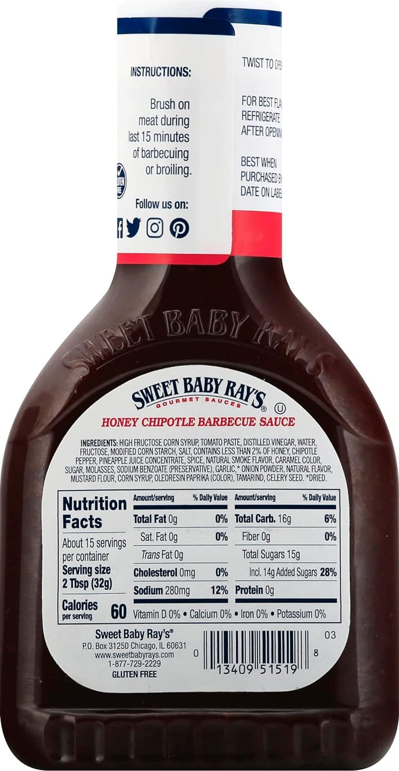 Sweet Baby Ray'S Honey Chipotle Bbq Sauce (18 Oz) 3 Pack